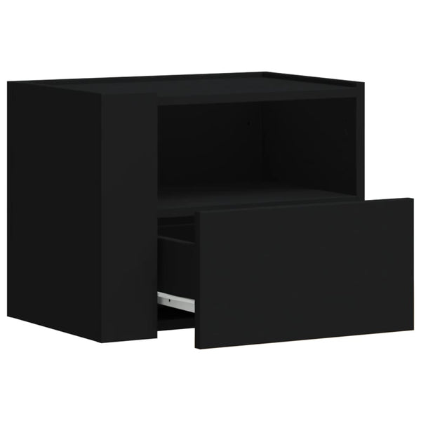 Schwarze wandmontierte Nachttische Danet 45x30x35cm (2 Stück)