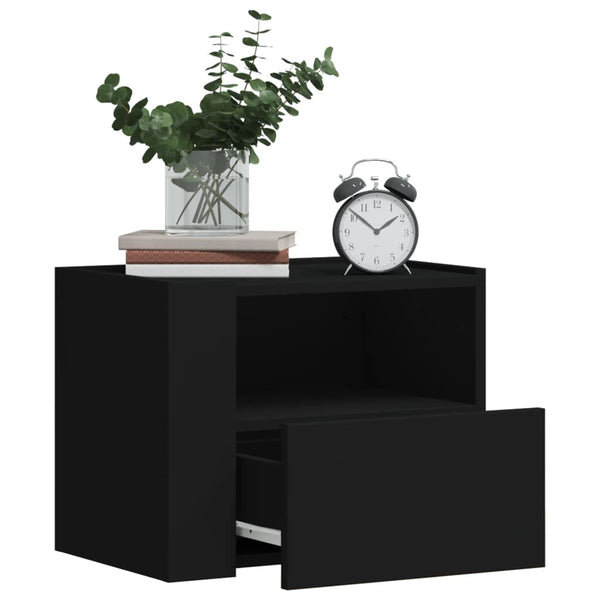 Schwarze wandmontierte Nachttische Danet 45x30x35cm (2 Stück)