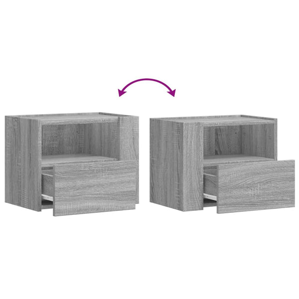 Grauer wandmontierter Nachttisch Danet 45x30x35cm