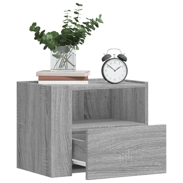 Grauer wandmontierter Nachttisch Danet 45x30x35cm