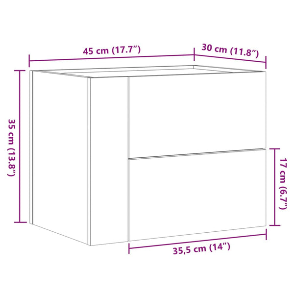 Weißer wandmontierter Nachttisch Lombada 45x30x35cm