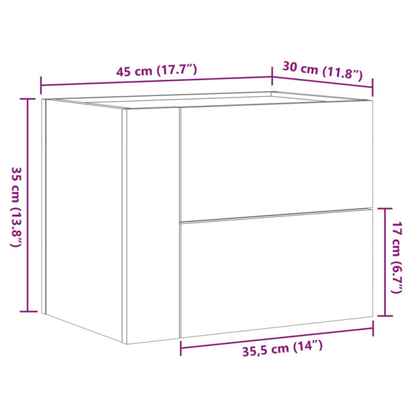 Schwarzer Wandnachttisch Lombada 45x30x35cm