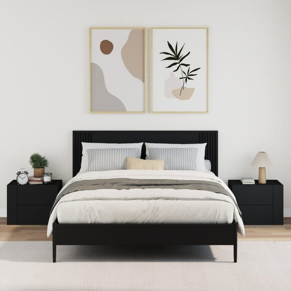 Musta seinäkiinnitettävät yöpöydät Lombada 45x30x35cm (2 kpl)