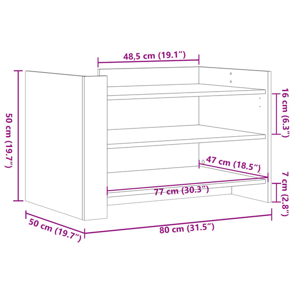 Grauer Couchtisch Marilynn 80x50x50cm (Holz)