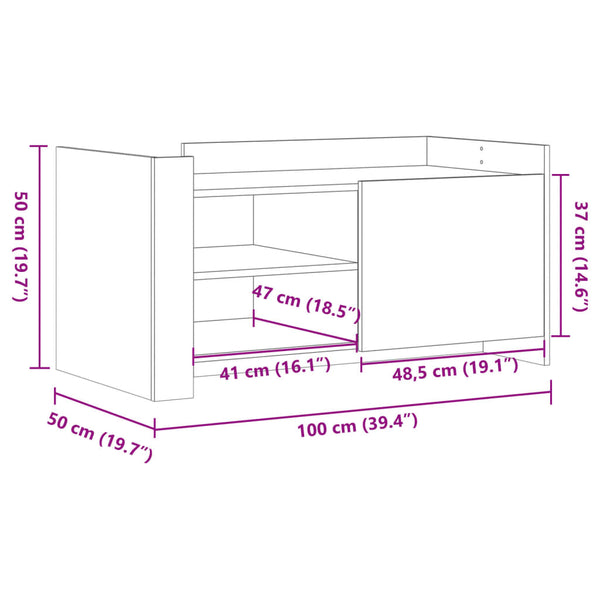 Couchtisch Ghenade 100x50x50cm Schwarz (Holz)