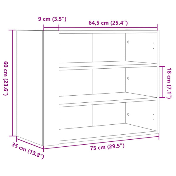 Wandschrank Sabadus 75x35x60cm, betongrau (Holz)