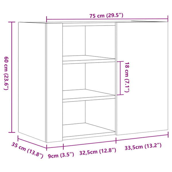 Räuchereiche Hängeschrank Martinovici 75x35x60cm (Holz)