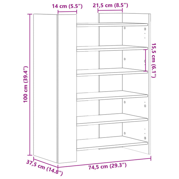 Grauer Schuhschrank Neveanu 74,5x37,5x100cm (Holz)