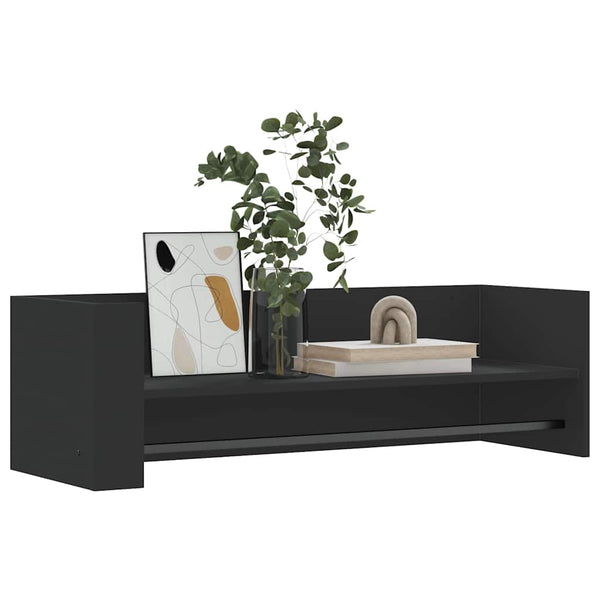 Schwarzes Wandregal Costachi 100x35x30,5cm (Holz)