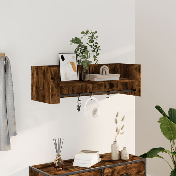 Wildeiche Wandregal Costachi 100x35x30,5cm (Holz)