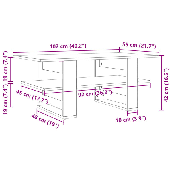 Schwarzer Couchtisch Cadastru 102x55x42cm (Holz)