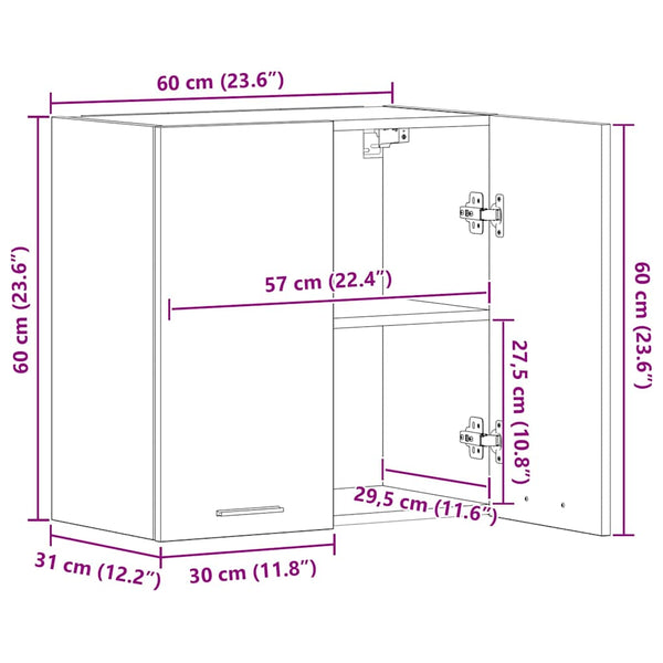 Sonoma Eiche Wandschrank Pompilas 60x31x60cm (Spanplatte)