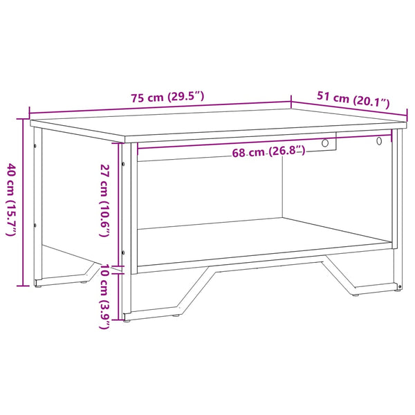 Schwarzer Couchtisch Shan 75x51x40cm (Holz)