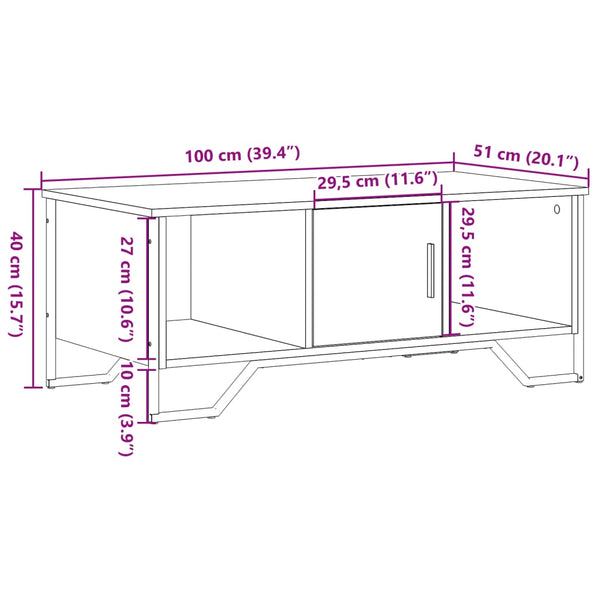 Couchtisch Mugeip Schwarz 100x51x40cm (Holz)