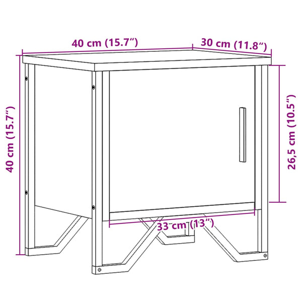 Nachttisch Nerolad grau 40x30x40cm (Holz)