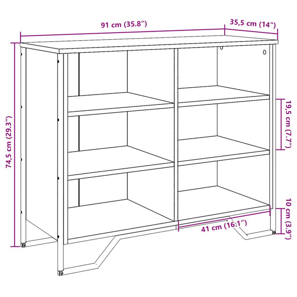 Graues Sideboard Dalian 91x35,5x74,5cm (Holz)