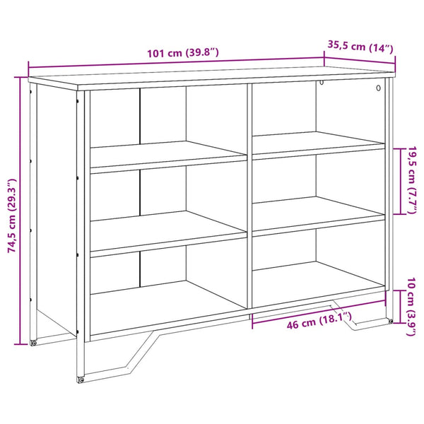 Graues Sideboard Dalian 101x35,5x74,5cm (Holz)