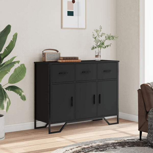 Schwarze Kommode Magdalina 97x32,5x74,5cm (Holz)