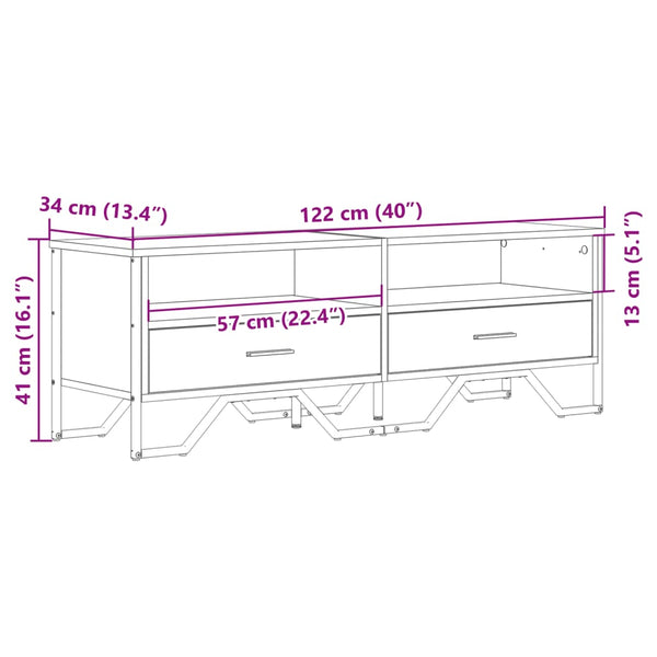 Schwarzes TV-Möbel Secstil 122x34x41cm (Holz)