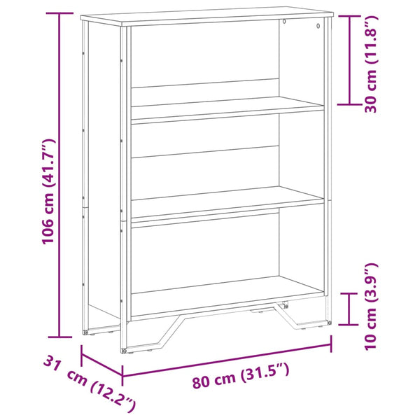 Musta kirjahylly Roboiu 80x31x106cm (puinen)
