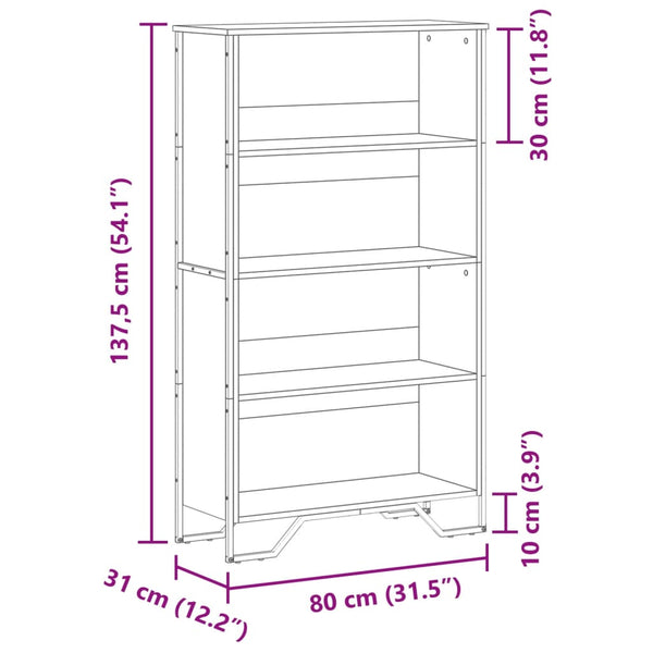 Savutammi kirjahylly Roboiu 80x31x137,5cm (puinen)