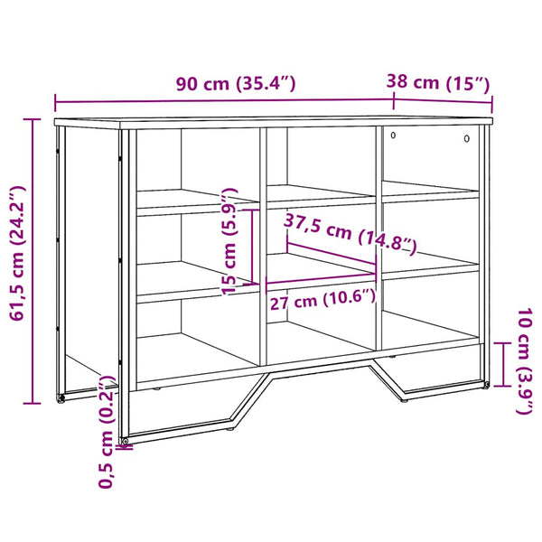 Schwarzer Schuhschrank Pascuta 90x38x61,5cm (Holz)
