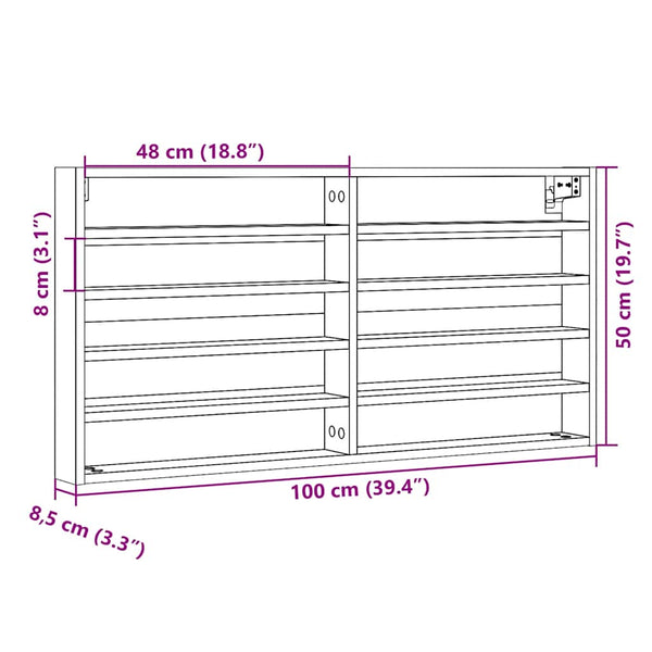 Schwarzer Vitrinenschrank Kato 100x8,5x50cm (Holz)