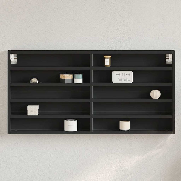 Schwarzer Vitrinenschrank Kato 100x8,5x50cm (Holz)