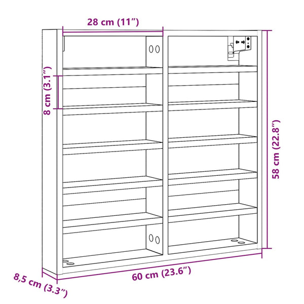 Schwarzer Vitrinenschrank Kato 60x8,5x58cm (Holz)
