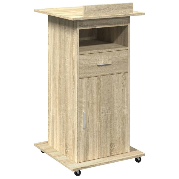 Ghica Rednerpult aus Holz, Rollen/Box 55x55x107cm