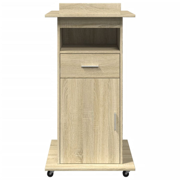 Ghica Rednerpult aus Holz, Rollen/Box 55x55x107cm