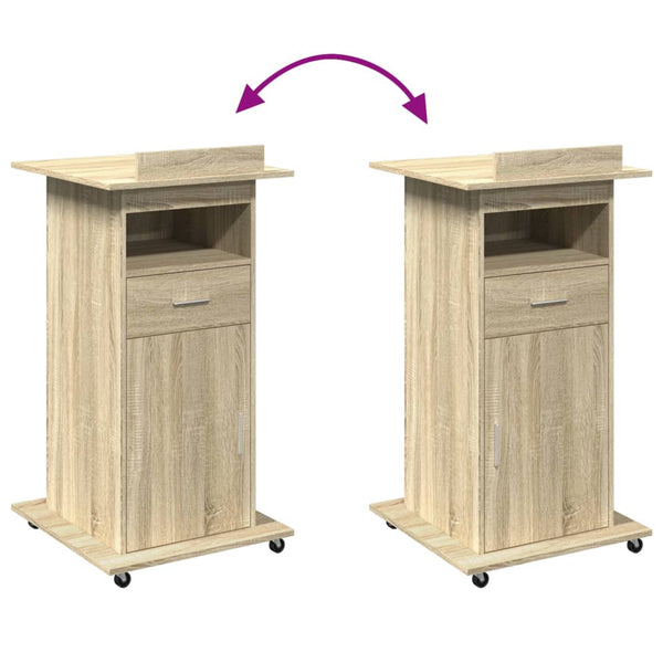 Ghica Rednerpult aus Holz, Rollen/Box 55x55x107cm