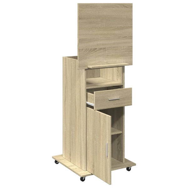 Ghica Rednerpult aus Holz, Rollen/Box 55x55x107cm