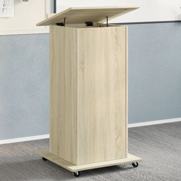 Ghica Rednerpult aus Holz, Rollen/Box 55x55x107cm