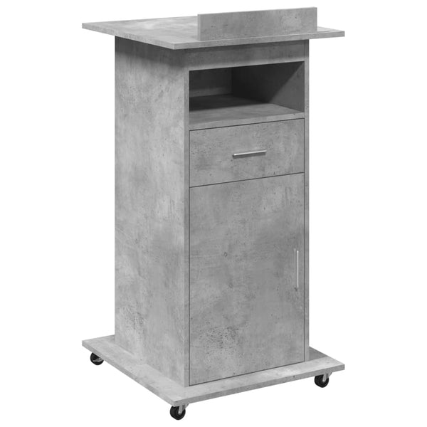 Ghican Rednerpult grau, Rollen/Box, Maße 55x55x107cm (Holz)