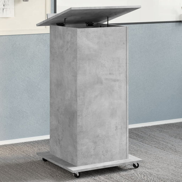 Ghican Rednerpult grau, Rollen/Box, Maße 55x55x107cm (Holz)