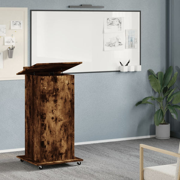 Rednerpult Ghican 55x55x107cm Rollen/Schublade (Holz)
