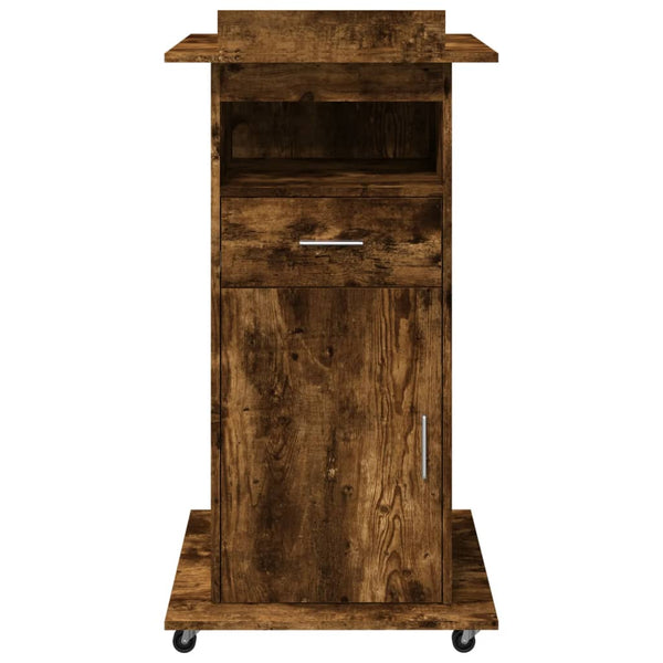 Rednerpult Ghican 55x55x107cm Rollen/Schublade (Holz)