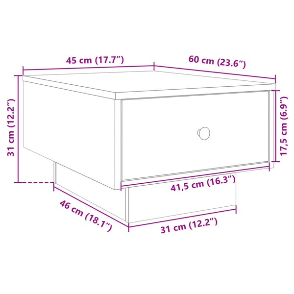 Weißer Couchtisch Eleganta 60x45x31cm (Holz)