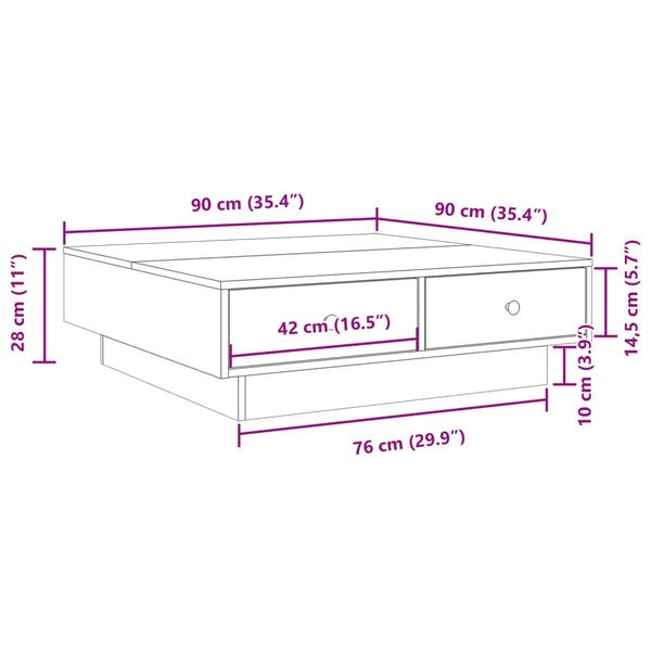 Grauer Couchtisch Eleganta 90x90x28cm (Holz)