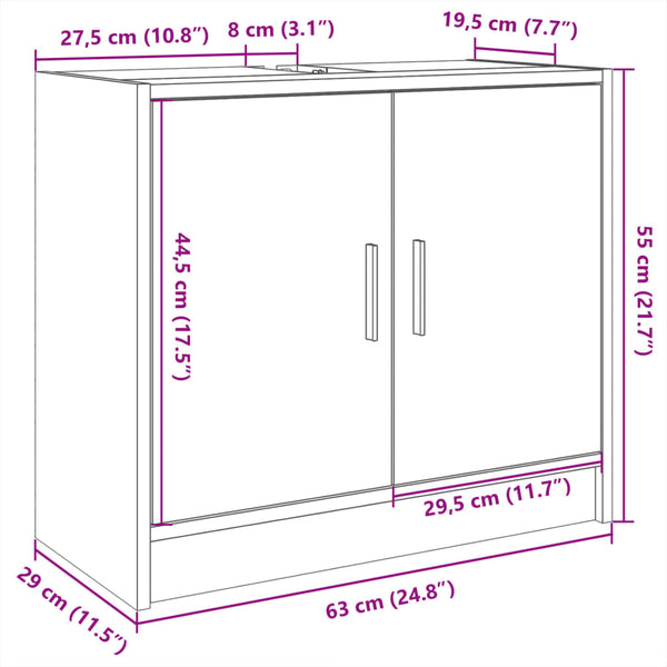Schwarzer Waschtischunterschrank Deniu 63x29x55cm (Holz)