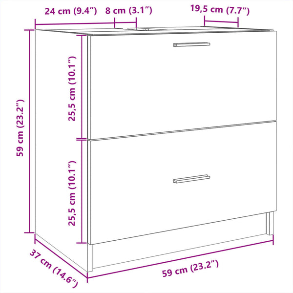 Grauer Waschtischunterschrank Francis 59x37x59cm (Holz)