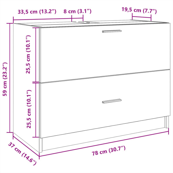 Weißer Waschtischunterschrank Francis 78x37x59cm (Holz)