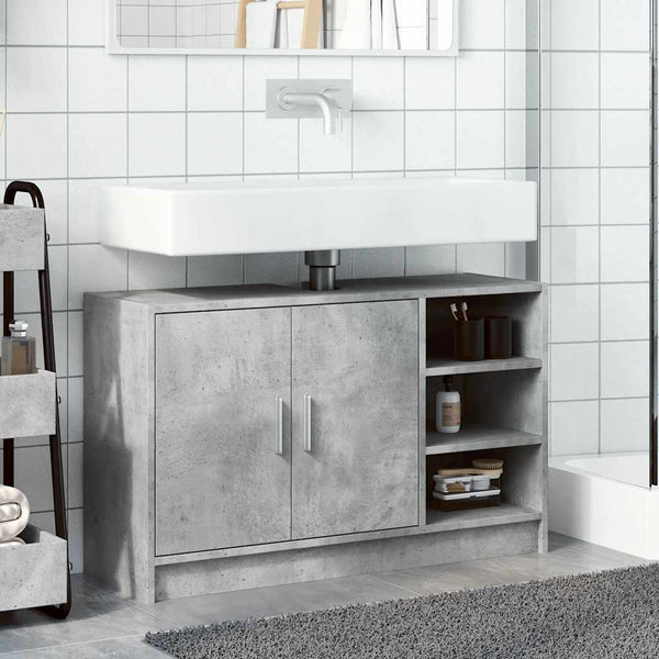 Waschtischunterschrank Turgay 90x29x55cm betongrau (Holz)