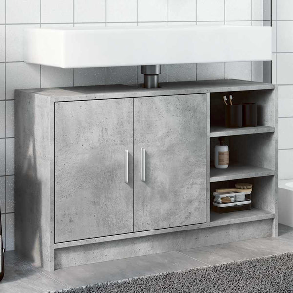 Waschtischunterschrank Turgay 90x29x55cm betongrau (Holz)