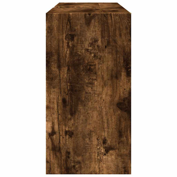 Waschtischunterschrank Turgay 90x29x55cm aus geräucherter Eiche (Holz)