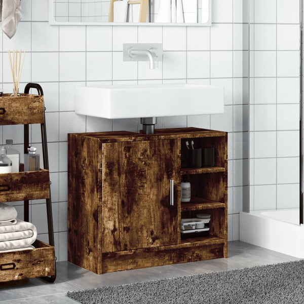 Räuchereiche-Waschtischunterschrank Turgay 63x29x55cm (Holz)