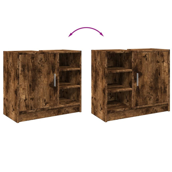 Räuchereiche-Waschtischunterschrank Turgay 63x29x55cm (Holz)