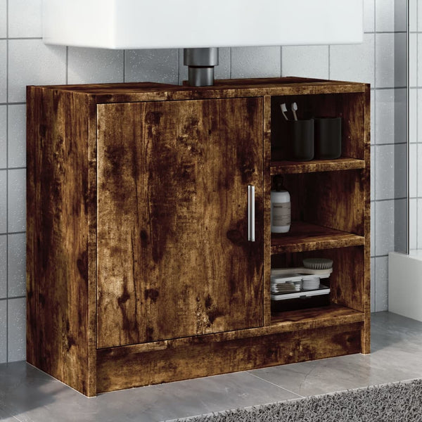 Räuchereiche-Waschtischunterschrank Turgay 63x29x55cm (Holz)