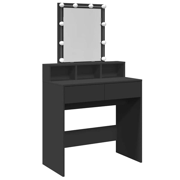 Schwarzer Schminktisch mit LED-Beleuchtung Evanteea 80x41x144,5cm